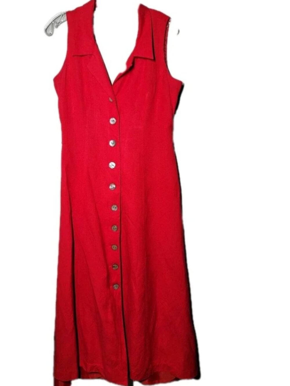 Jessica Howard Maxi Dress Size 10 Sleeveless Red lagenlook Linen Button up